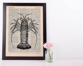 Lobster 2 Dictionary Illustration Art Print Vintage Sea Nautical