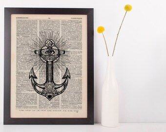 Eye Anchor Dictionary Illustration Art Print Vintage Alternative Nautical