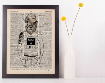 Scotty Dog Man Dictionary Art Print Animals Anthropomorphic Clothes Dresseds