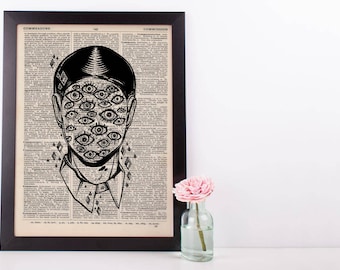 Surreal Eyes Face Dictionary Print