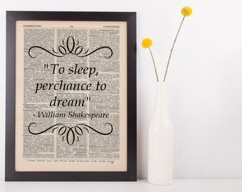 To Sleep Perchance to Dream Quote Dictionary Art Print William Shakespeare