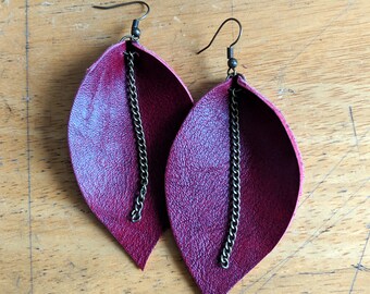 Red Leather Scrap Earrings