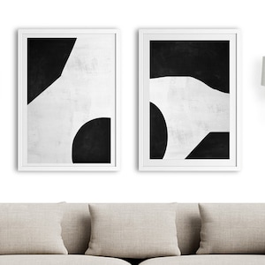 Abstrakte Kunst 2er Set, Kunstdrucke schwarz weiß, Galerie Wand druckbare moderne Kunst, Wandkunst, Sofort Download Drucke