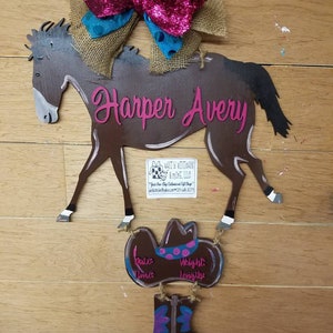 Horse baby door hanger, farm baby door hanger, cowboy baby door hanger, hospital door hanger, horse nursery decor