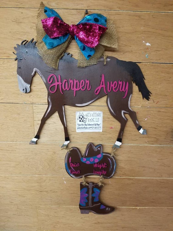 Horse Baby Door Hanger Farm Baby Door Hanger Cowboy Baby Etsy