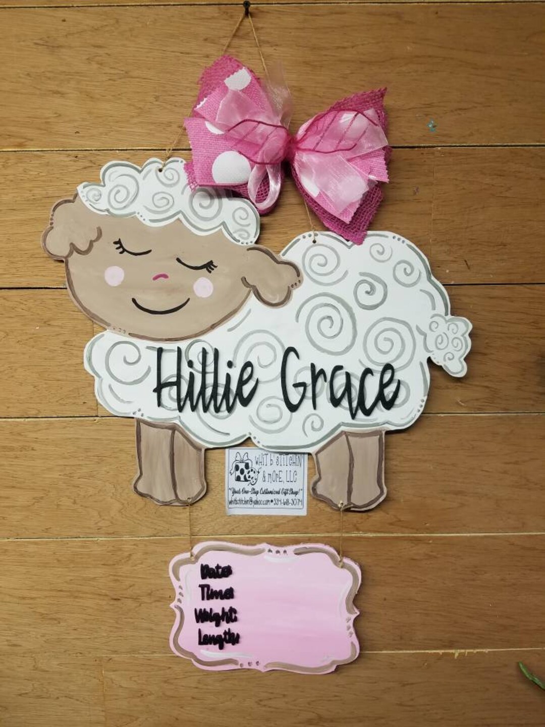 Sheep Baby Door Hanger Lamb Hospital Door Hanger Girl Etsy