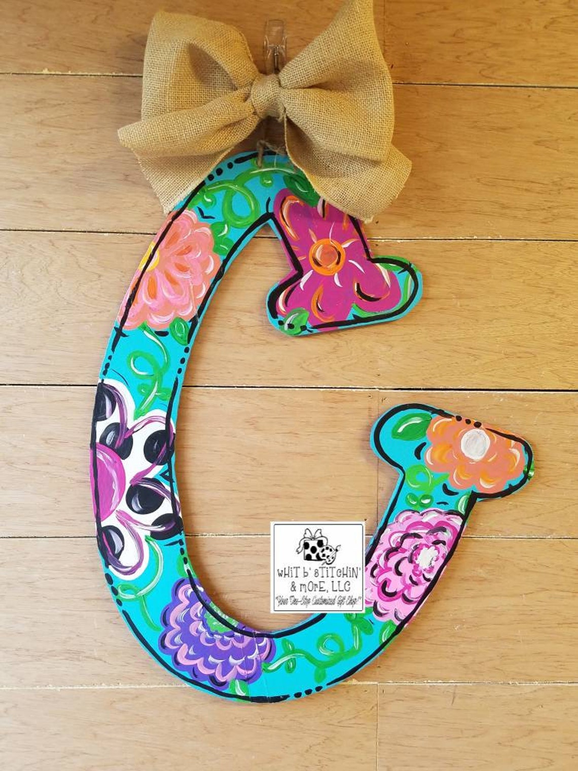 Monogram Door Hanger, Initial Door Hanger, Letter Door Hanger, Spring