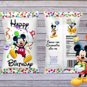 Mickey Birthday Celebration Chip Bag Template