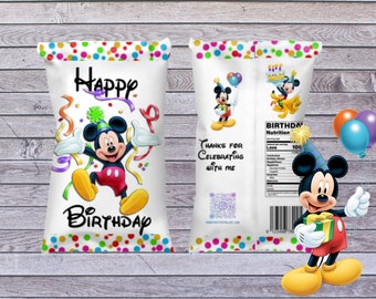 Mickey Birthday Celebration Chip Bag Template