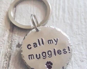 dog collar tag, muggle pet tag, handstamped pet tag, engraved dog tag, collar tag, pawsome petwear, cat id tag, call my muggles id tag, HP