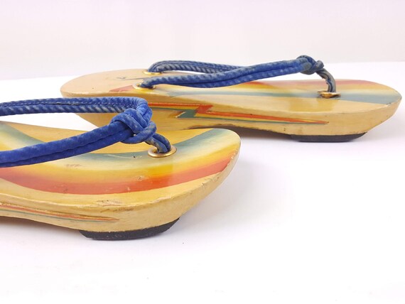 vintage 80's rainbow flip flops