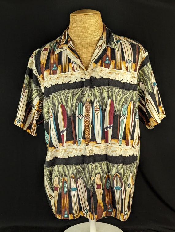 Vintage Hawaiian Shirt Surfboards Beach