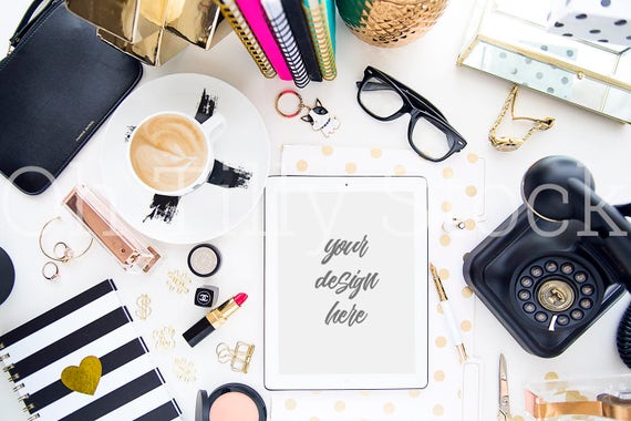 Ipad Mockup Digital Flatlay Mockup Styled Stock Photography Desktop