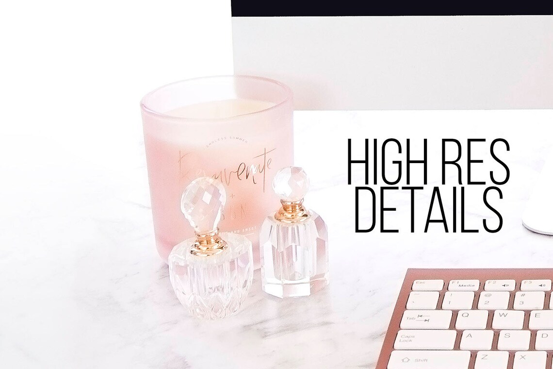 Download Styled Stock iMac Mockup w/ Pink Details on Marble Styled | Etsy