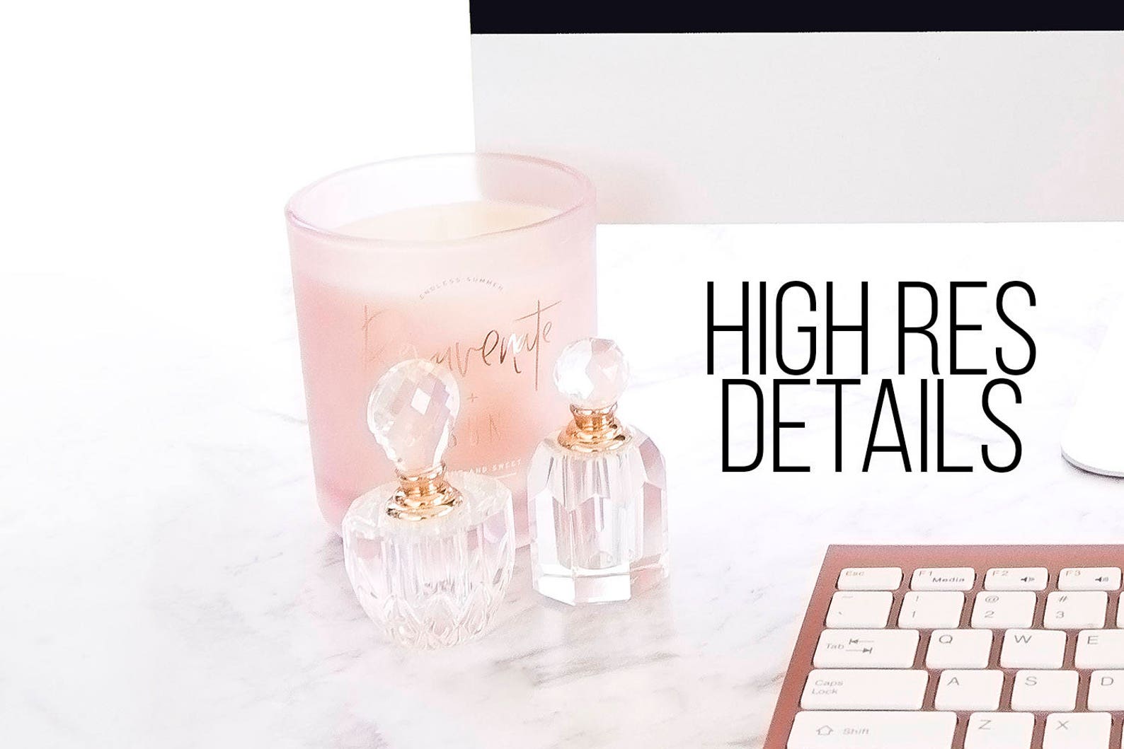 Download Styled Stock iMac Mockup w/ Pink Details on Marble Styled ...