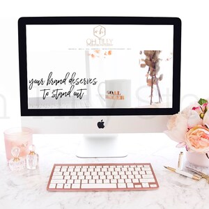 Download Styled Stock iMac Mockup w/ Pink Details on Marble Styled | Etsy