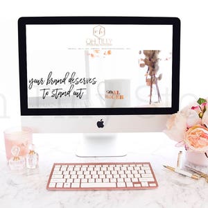 Download Styled Stock iMac Mockup w/ Pink Details on Marble Styled ...