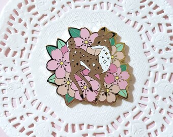 Cherry Blossom Doe Hard Enamel Pin from the Floral Spirits series