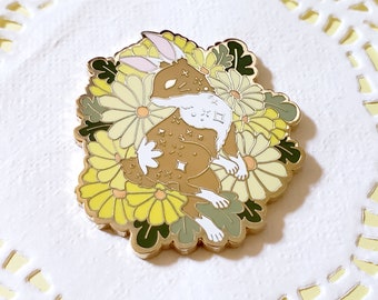 Blue Daisy Rabbit Hard Enamel Pin From the Floral Spirits | Etsy