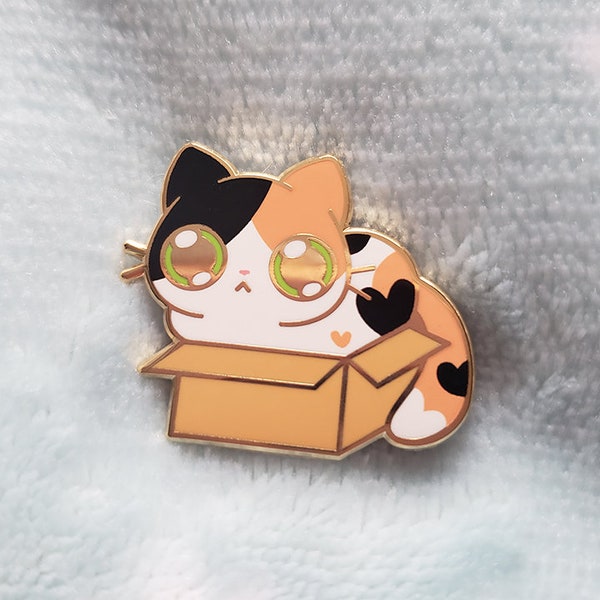 Calico Hard Enamel Pins, "We Fits, We Sits" series, gold-plated, 1.25 inch