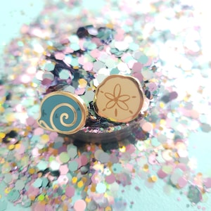 Sand Dollar and Blue Ammonite - Mini Pins & Earrings, from the MerMay 2020 Collab