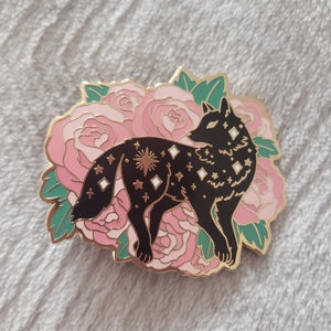 Summer Rose Wolf, v2 - Hard Enamel Pin from the Floral Spirits series