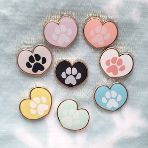 Heart Paws Mini Pins - Hard Enamel Pins, gold-plated, 0.8 inch