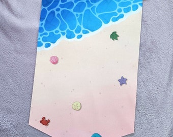 Shore (Pink Sands) Pin Display Banner, Double-sided Cloth, from the MerMay 2023 Annual Project