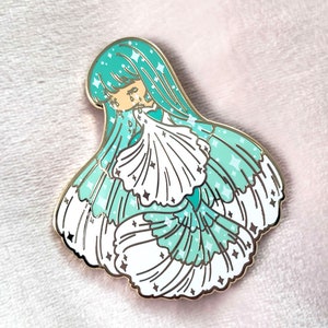 Viridi the Mermaid - Hard Enamel Pin, ~2.5&quot; (63.5mm) tall, inspired by Mermaid Tears and Betta Fish, from the MerMay 2021 Collab Project