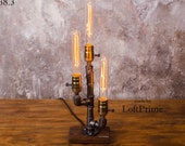 Industrial lamp, Steampunk lights, Edison lemp, Handmade office lamp, Rustic room lighting, Loft bedside lamp, Unique pipe lamp
