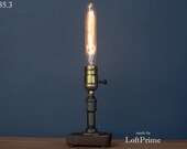 Edison lamp, Industrial lights, Steampunk pipe lamp, Desk gift for him, Handmade modern lamp, Loft pipe, Designer foyer lamp, Pipe desk lamp