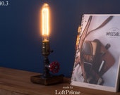 Gift for man, Loft bar lighting, Cabin Barn Lighting, Pipe iron lamp, Office table lamp, Modern vintage light, Retro pipe lamp, Custom