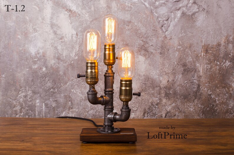Edison lamp, Industrial pipe lamp, Steampunk Barn Lamp, Steam punk pipe , Handmade loft, Rustic for men, Loft lamp, Unique foyer lamp
