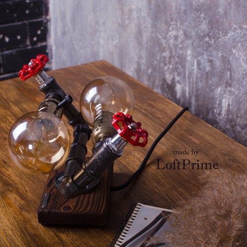 Beautiful industrial lamp, Small edison lamp, Industrial orders pipe lamp, Barn industrial lamp, Bedside lamp, Engineer desk lamp, Mechanic gifts