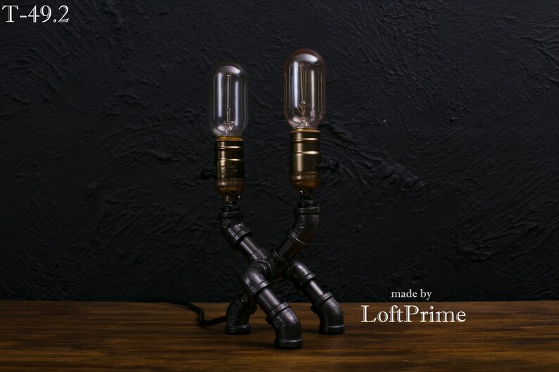Handmade steel lamp Steam punk foyer Edison lights Steampunk lamps Loft unique lamp Industrial lemp Rustic iron lamp