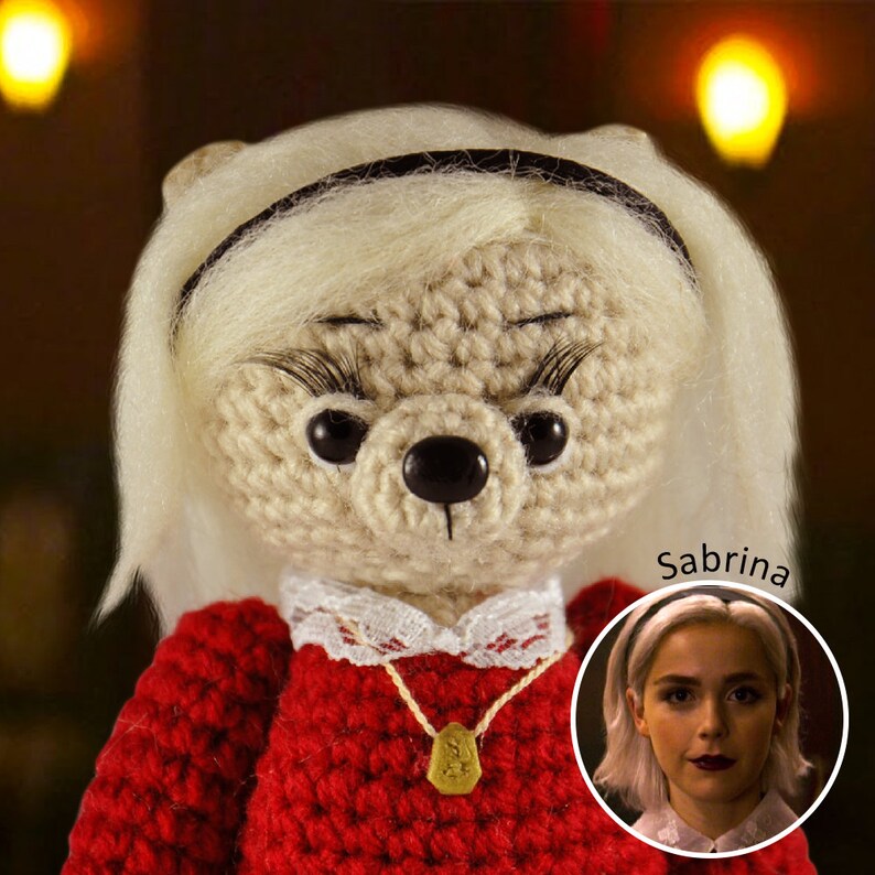 Sabrina Spellman Knitted bear crochet toy bear Knitted teddy Toy Crochet teddy bear Knitted teddy Knitted plush bear tv show witch