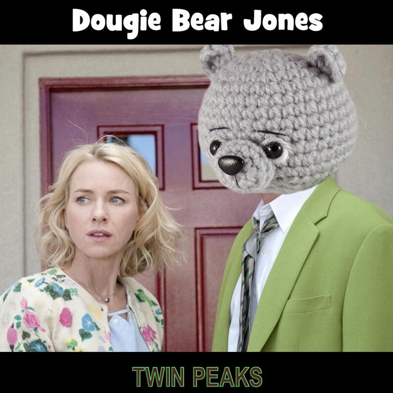 Knitted bear Twin Peaks toy bear Knitted teddy Toy Crochet bear Knitted teddy Knitted Toy plush bear series agent Dougie Jones Dale Cooper