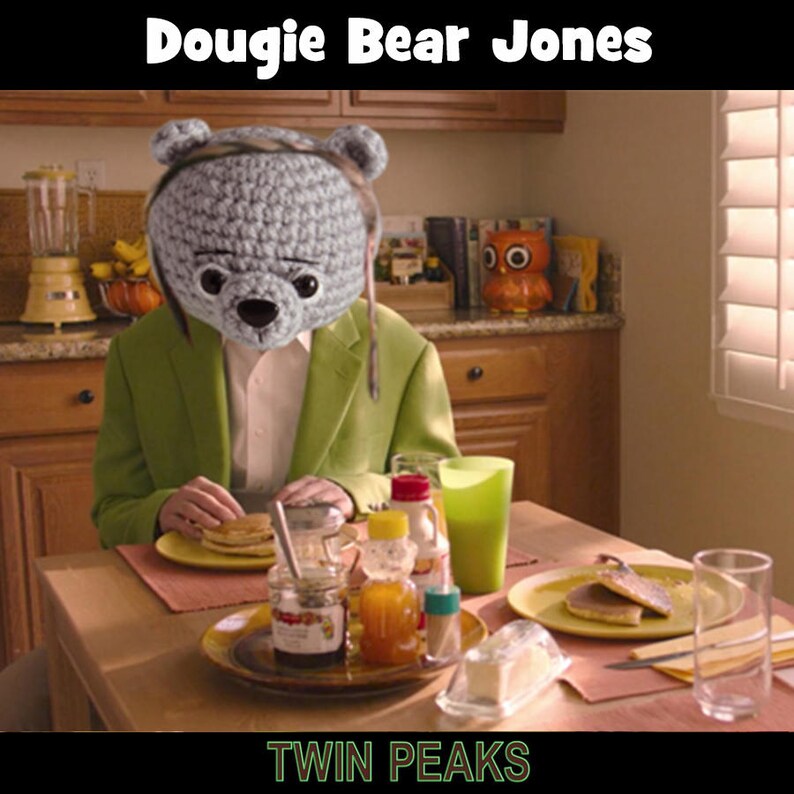 Knitted bear Twin Peaks toy bear Knitted teddy Toy Crochet bear Knitted teddy Knitted Toy plush bear series agent Dougie Jones Dale Cooper