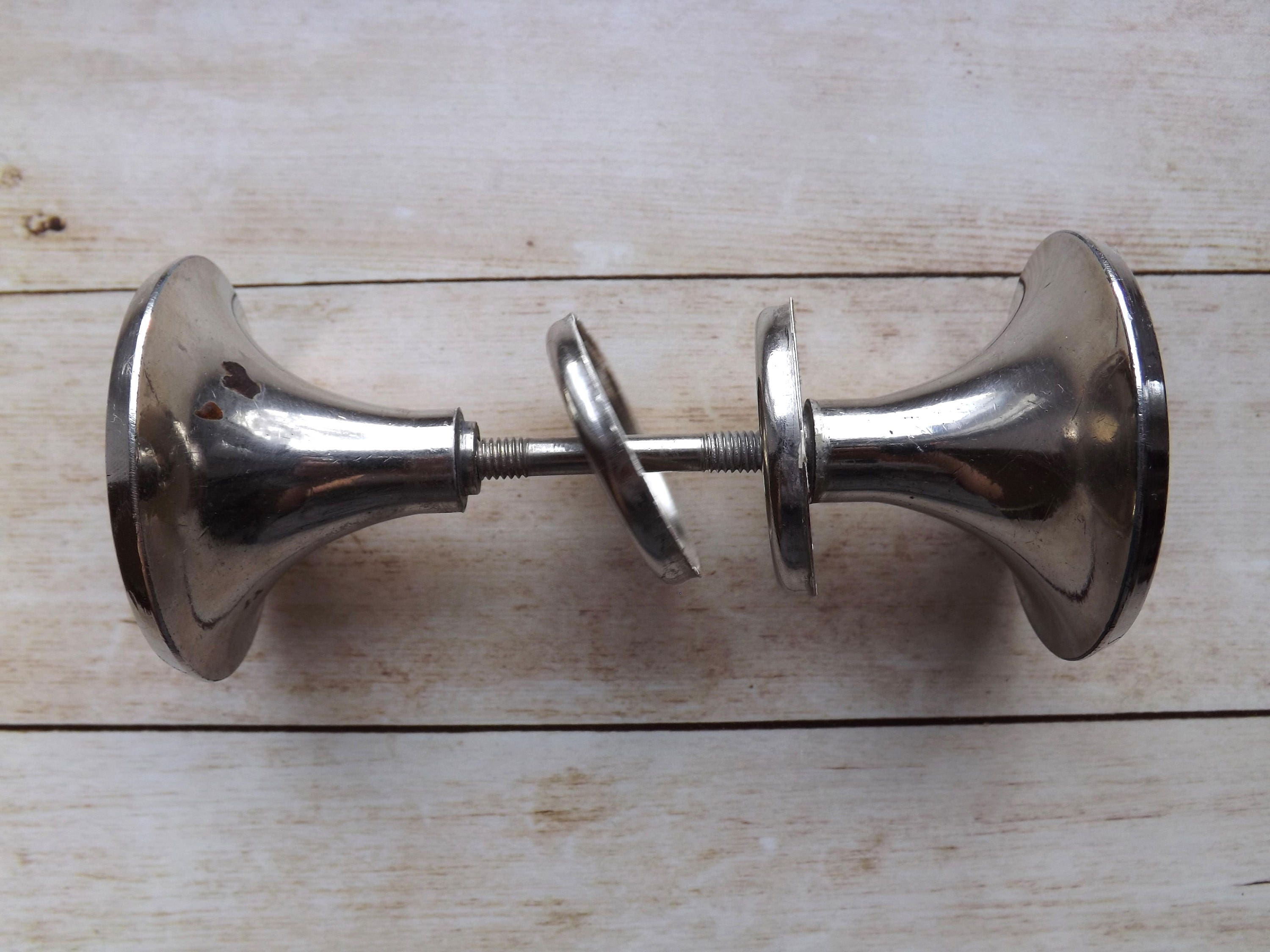 Vintage Chrome Door Knobs Old Knobs Silver Tone Metal Knobs Etsy