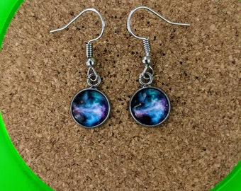 Planet and galaxy dangle earrings, planets, Venus, mars, Pluto, the sun, moon, mercury, solor system, Jupiter, milky way