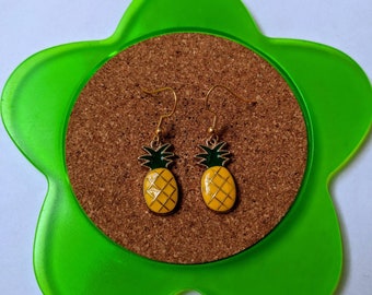 Summer Fruity tropical pineapple dangle and drop earrings