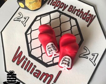 Gants De Boxe Personnalise Glacage Comestible Cake Topper Sport Boxer Ring Combat Ko Figurines De Gateau Maison Maison Et Jardin