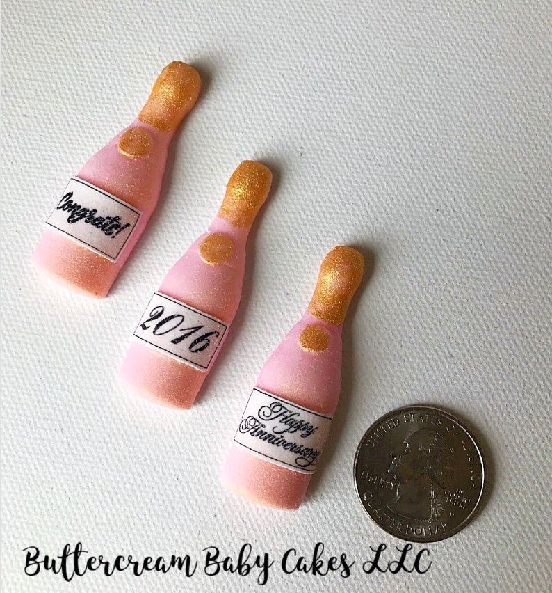Custom Fondant Champagne Bottle Cupcake Toppers - Etsy