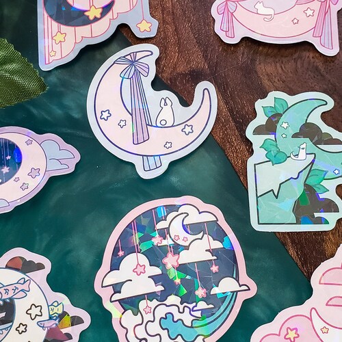 Glittery Star and Moon Stickers Space Stickers Planner and Etsy