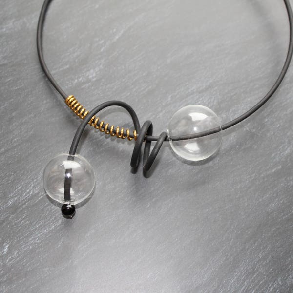 Glasblasen Halskette Schwarz Kautschuk Schmuck Zeitgenössisch Schwarz Schmuck Schwarz Kette Modern Avantgarde Ungewöhnliche Halskette Kautschuk Halskette