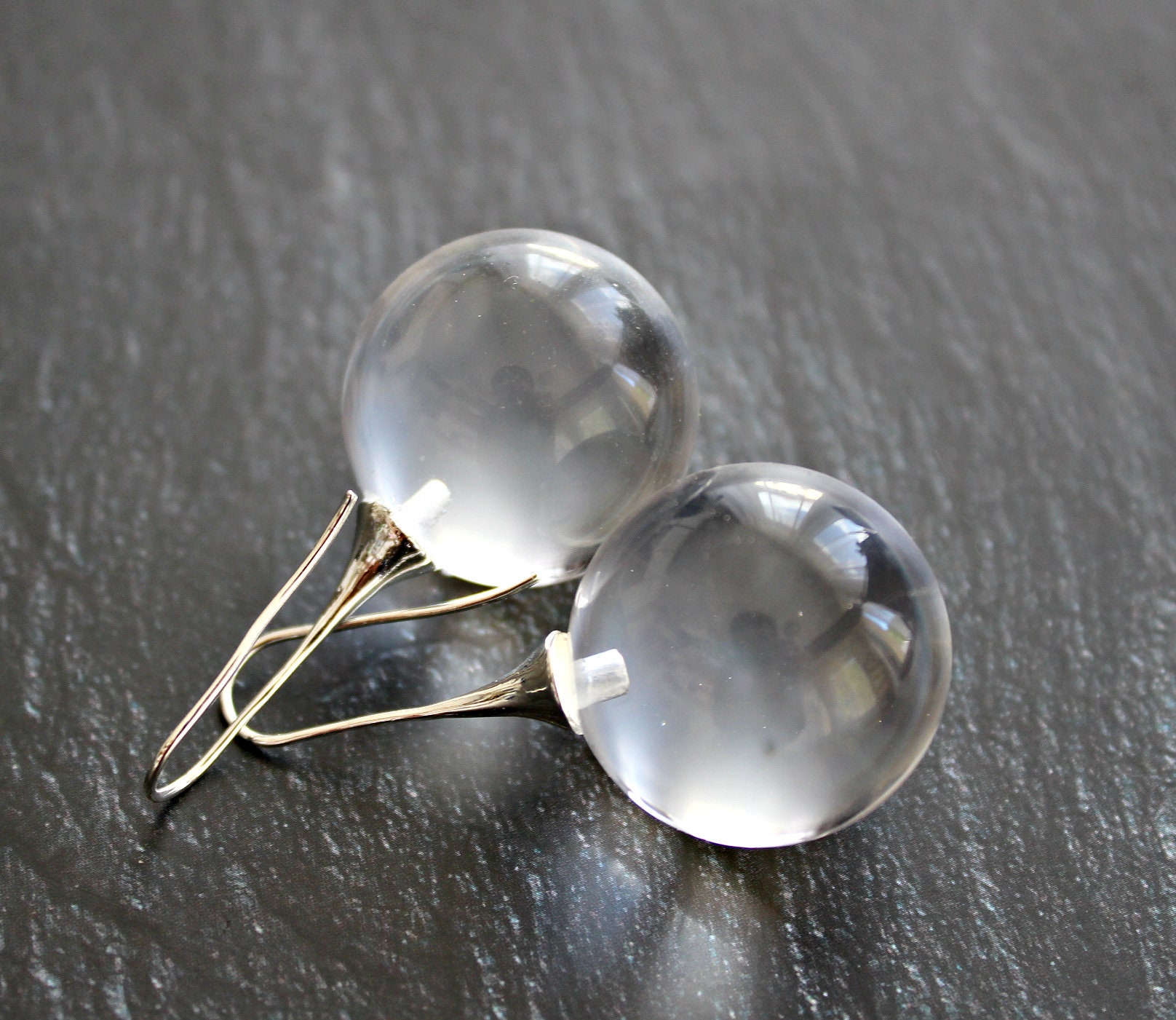 Clear Sphere Lucite Drop Earrings Lucite Sphere Ball Earrings Etsy