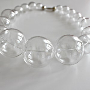 Clear transparent glass oversize bubble sphere necklace