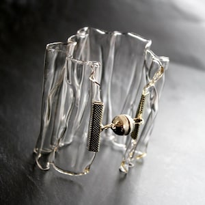 Crumpled acrylic Cuff Bracelet Transparent avant garde jewelry large cuff cool bracelet