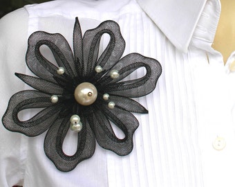 Black snow brooch Statement brooch unusual avant-garde jewelry Desiners jewelry