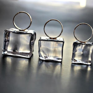 Clear transparent lucite ice cube ring, minimalist translucent statement acrylic ring